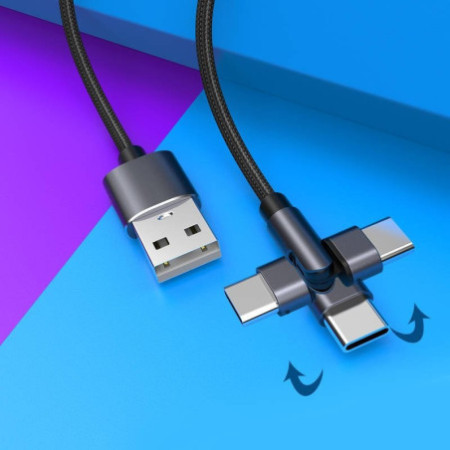 Otočný kábel 180 °, 3A, 1m, USB Typ C KAKU Nabíjací dátový kábel USB-C (KSC-465) červený