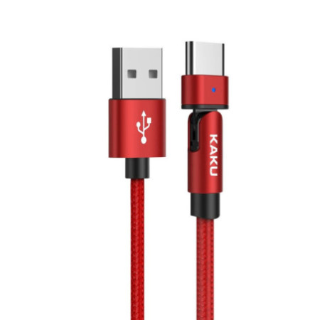Otočný kábel 180 °, 3A, 1m, USB Typ C KAKU Nabíjací dátový kábel USB-C (KSC-465) červený