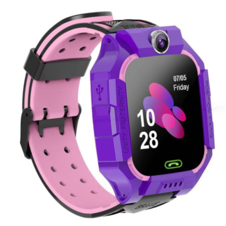 Detské smart hodinky, gps tracker, green purple
