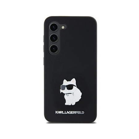 Original Pouch KARL LAGERFELD hardcase Silicone Choupette Metal Pin KLHCSA35SMHCNPK for Samsung Galaxy A35 black