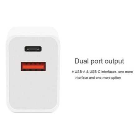 sieťová nabíjačka 3A 18W USB + USB Typ C  Nexeri PQ-18W biela
