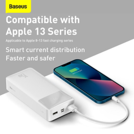 Baseus Power Banka 30000mAh - 2xUSB + Rýchle nabíjanie Type C - PD 3.0 QC 3.0 15W (PPDML-K02) biela