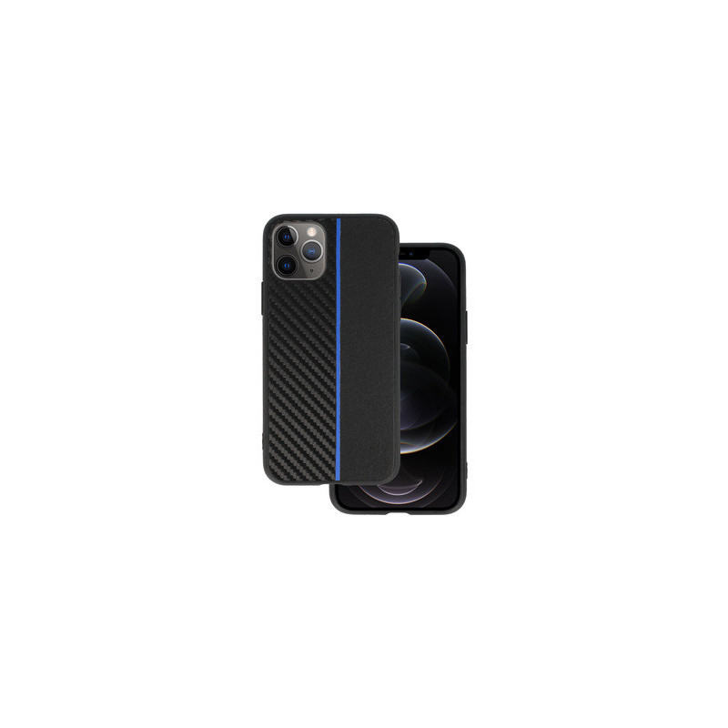 Tel Protect CARBON Case for Iphone 11 Pro Black with blue stripe