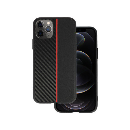 Tel Protect CARBON Case for Iphone 11 Pro Black with red stripe