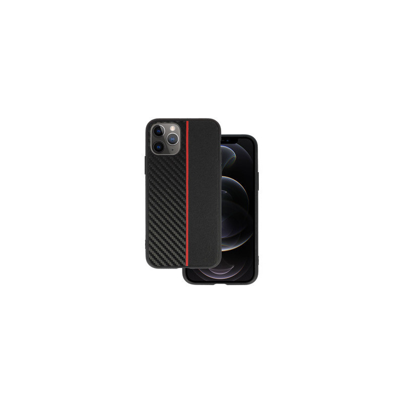 Tel Protect CARBON Case for Iphone 11 Pro Black with red stripe