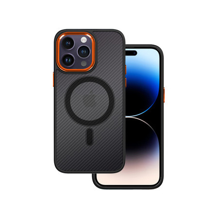 Tel Protect Magnetic Carbon Case for Iphone 12/12 Pro Black-orange