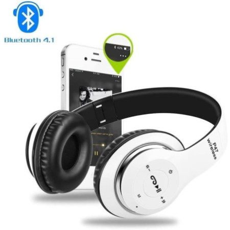 skladacie bezdrôtové slúchadlá P47 Bluetooth 4.2 EDR MicroSD MP3 mikrofón biela, modrá, červená