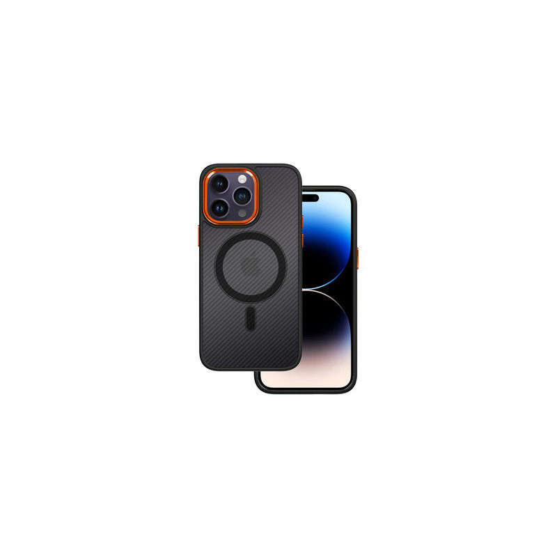 Tel Protect Magnetic Carbon Case for Iphone 13 Pro Black-orange
