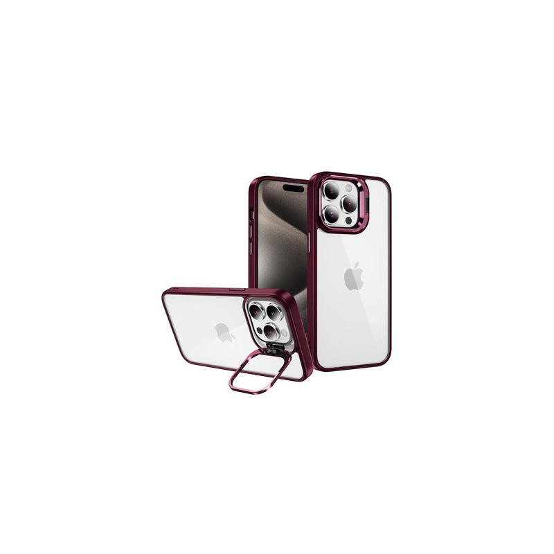Tel Protect Kickstand case + camera glass (lens) for Iphone 13 Pro Max burgundy