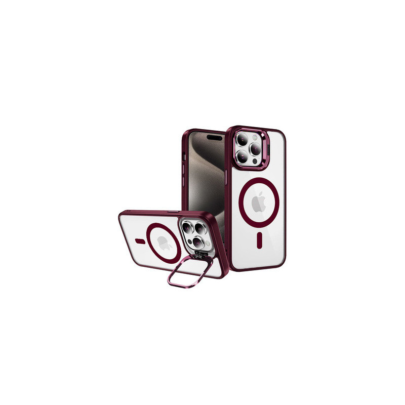Tel Protect Kickstand Magsafe Case for Iphone 13 Pro Max burgundy