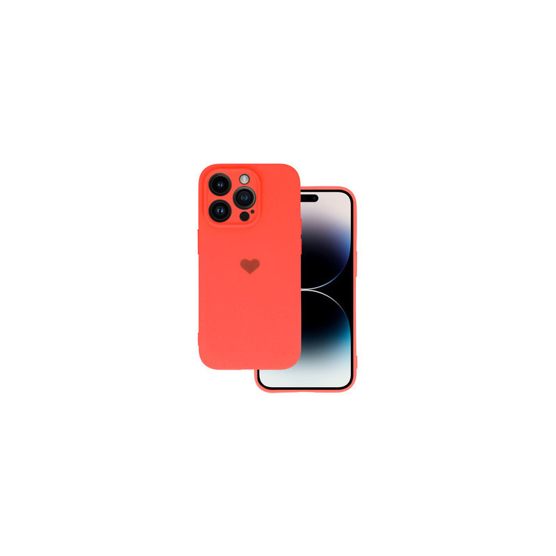 Vennus Silicone Heart Case for Iphone 14 Pro Max design 1 coral