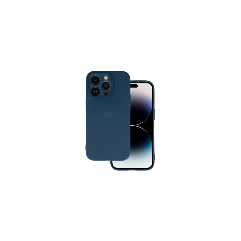 Vennus Silicone Heart Case for Iphone 14 Pro Max design 1 navy