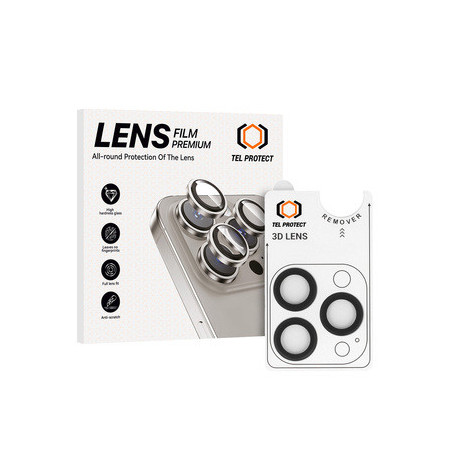 Tempered glass Tel Protect 3D Lens on camera for Iphone 14 Pro/14 Pro Max black (lens 3 pieces)