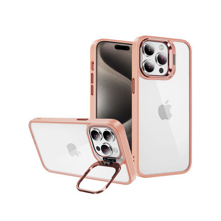 Tel Protect Kickstand case + camera glass (lens) for Iphone 14 Pro light pink