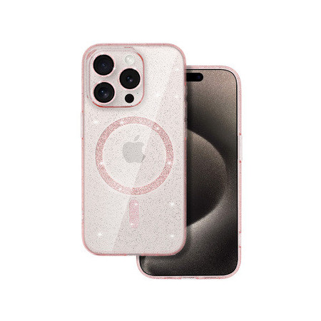 Glitter Magsafe Case for Iphone 14 Pro pink clear