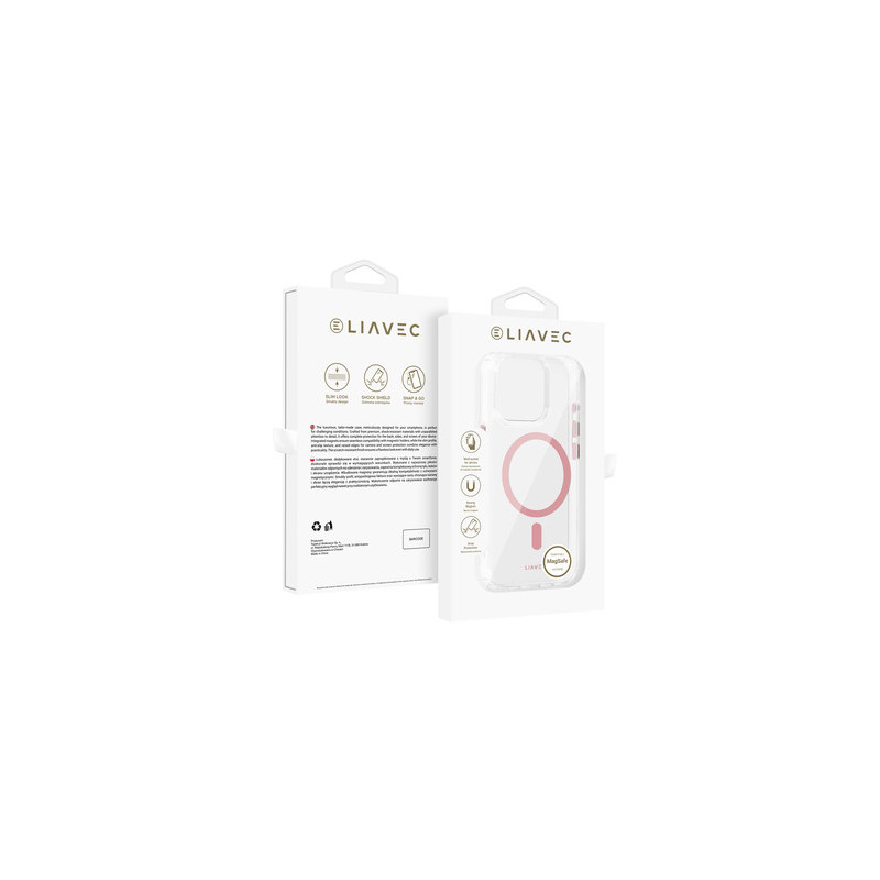 Liavec Glossy Magsafe Clear Case do Iphone 14 Pro pink