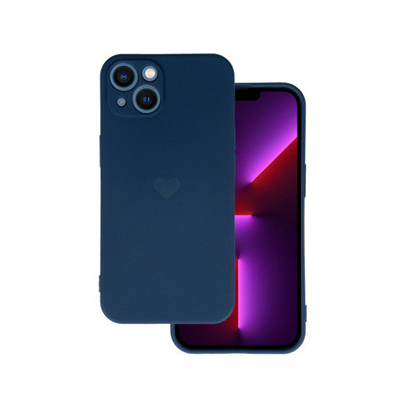 Vennus Silicone Heart Case for Iphone 14 Plus design 1 navy