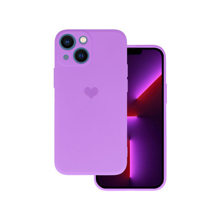 Vennus Silicone Heart Case for Iphone 14 Plus design 1 purple