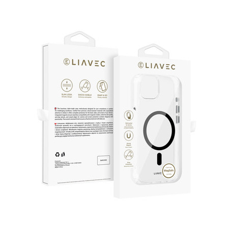 Liavec Glossy Magsafe Clear Case do Iphone 13/14 black