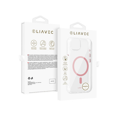 Liavec Glossy Magsafe Clear Case do Iphone 13/14 rÃ³Å¼owy