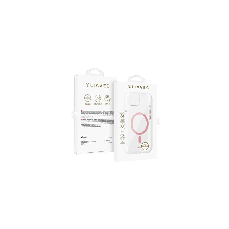 Liavec Glossy Magsafe Clear Case do Iphone 13/14 rÃ³Å¼owy