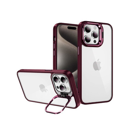 Tel Protect Kickstand case + camera glass (lens) for Iphone 14 burgundy